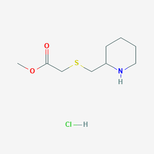 molecular formula C9H18ClNO2S B1431194 Methyl 2-[(piperidin-2-ylmethyl)sulfanyl]acetate hydrochloride CAS No. 1864052-68-5