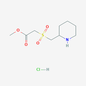 molecular formula C9H18ClNO4S B1431197 Methyl 2-[(piperidin-2-ylmethyl)sulfonyl]acetate hydrochloride CAS No. 1823350-86-2