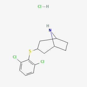 molecular formula C13H16Cl3NS B1431201 3-[(2,6-二氯苯基)硫烷基]-8-氮杂双环[3.2.1]辛烷盐酸盐 CAS No. 1955547-35-9