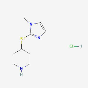 molecular formula C9H16ClN3S B1431209 4-[(1-methyl-1H-imidazol-2-yl)sulfanyl]piperidine hydrochloride CAS No. 1177344-02-3