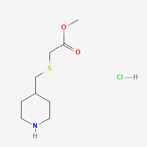 molecular formula C9H18ClNO2S B1431210 Methyl 2-[(piperidin-4-ylmethyl)sulfanyl]acetate hydrochloride CAS No. 1864073-21-1