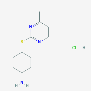 molecular formula C11H18ClN3S B1431211 4-[(4-Methylpyrimidin-2-yl)sulfanyl]cyclohexan-1-amine hydrochloride CAS No. 1864053-27-9