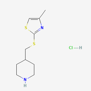 molecular formula C10H17ClN2S2 B1431212 4-([(4-Methyl-1,3-thiazol-2-YL)sulfanyl]methyl)piperidine hydrochloride CAS No. 1864062-52-1