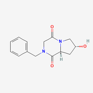 molecular formula C14H16N2O3 B1431224 (7R,8aS)-2-benzyl-7-hydroxyhexahydropyrrolo[1,2-a]pyrazine-1,4-dione CAS No. 132714-97-7