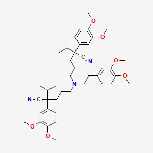 molecular formula C42H57N3O6 B1431228 5,5'-((2-(3,4-Dimethoxyphenyl)ethyl)imino)bis(2-(3,4-dimethoxyphenyl)-2-(1-methylethyl)pentanenitrile) CAS No. 141991-89-1