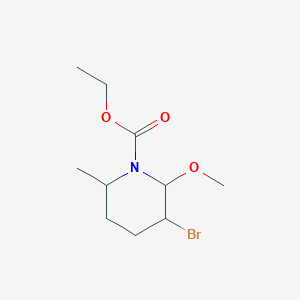 molecular formula C10H18BrNO3 B14312368 Ethyl 3-bromo-2-methoxy-6-methylpiperidine-1-carboxylate CAS No. 111054-39-8