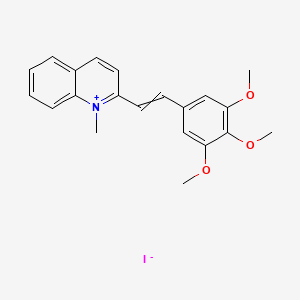 molecular formula C21H22INO3 B14312388 Quinolinium, 1-methyl-2-[2-(3,4,5-trimethoxyphenyl)ethenyl]-, iodide CAS No. 110816-63-2