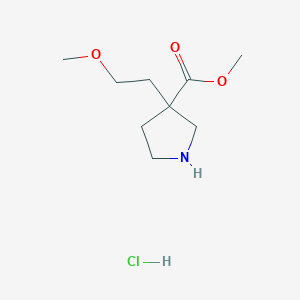 molecular formula C9H18ClNO3 B1431255 Methyl 3-(2-methoxyethyl)pyrrolidine-3-carboxylate hydrochloride CAS No. 1384427-44-4