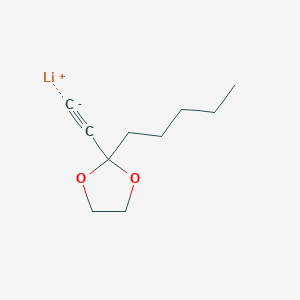 molecular formula C10H15LiO2 B14312550 lithium;2-ethynyl-2-pentyl-1,3-dioxolane CAS No. 110258-84-9