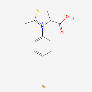 molecular formula C11H12BrNO2S B14312637 4-Carboxy-2-methyl-3-phenyl-4,5-dihydro-1,3-thiazol-3-ium bromide CAS No. 116861-45-1