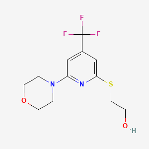 molecular formula C12H15F3N2O2S B1431264 2-(6-Morpholin-4'-yl-4-(trifluoromethyl)pyridin-2-ylsulfanyl)ethanol CAS No. 1053657-98-9