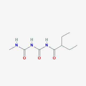 molecular formula C9H17N3O3 B14312681 Butanamide, 2-ethyl-N-[[[(methylamino)carbonyl]amino]carbonyl]- CAS No. 110135-99-4
