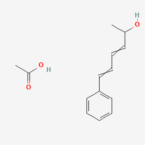molecular formula C14H18O3 B14312711 Acetic acid;6-phenylhexa-3,5-dien-2-ol CAS No. 112087-61-3