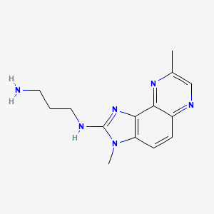 molecular formula C14H18N6 B14312792 N-(3,8-Dimethylimidazo(5,4-h)quinoxalin-2-yl)propane-1,3-diamine CAS No. 113638-78-1