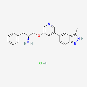 molecular formula C22H23ClN4O B1431284 (S)-1-(5-(3-methyl-1H-indazol-5-yl)pyridin-3-yloxy)-3-phenylpropan-2-amine hydrochloride CAS No. 2070009-66-2