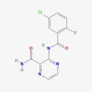 molecular formula C12H8ClFN4O2 B1431297 3-(5-Chloro-2-fluorobenzamido)pyrazine-2-carboxamide CAS No. 936564-98-6