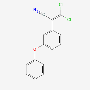 molecular formula C15H9Cl2NO B14313229 Benzeneacetonitrile, alpha-(dichloromethylene)-3-phenoxy- CAS No. 110457-97-1