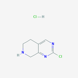 molecular formula C7H9Cl2N3 B1431331 2-Chloro-5,6,7,8-tetrahydropyrido[3,4-d]pyrimidine hydrochloride CAS No. 1432795-17-9