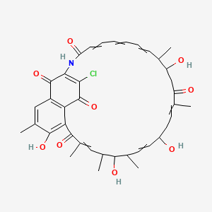 molecular formula C39H44ClNO9 B1431332 31-Chloro-4,10,14,20-tetrahydroxy-3,7,9,11,17,21-hexamethyl-29-azatricyclo[28.3.1.05,33]tetratriaconta-1(33),2,4,7,12,16,22,24,26,30-decaene-6,18,28,32,34-pentone CAS No. 86825-88-9