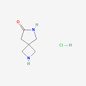 molecular formula C6H11ClN2O B1431337 2,6-Diazaspiro[3.4]octan-7-one hydrochloride CAS No. 1956355-12-6