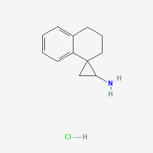 molecular formula C12H16ClN B1431342 3',4'-dihydro-2'H-spiro[cyclopropane-1,1'-naphthalene]-3-amine hydrochloride CAS No. 1375474-45-5