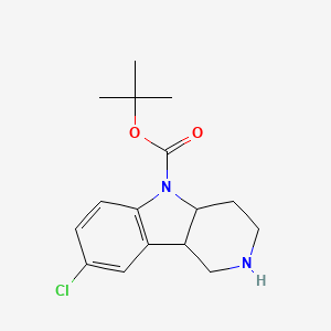 molecular formula C16H21ClN2O2 B1431349 8-Chloro-1,2,3,4,4a,9b-hexahydro-pyrido[4,3-b]indole-5-carboxylic acid tert-butyl ester CAS No. 885272-54-8