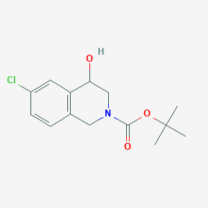 molecular formula C14H18ClNO3 B1431351 6-Chloro-4-hydroxy-3,4-dihydro-1H-isoquinoline-2-carboxylic acid tert-butyl ester CAS No. 1427195-07-0