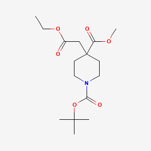 molecular formula C16H27NO6 B1431384 Methyl 1-BOC-4-(2-ethoxy-2-oxoethyl)piperidine-4-carboxylate CAS No. 1423037-40-4