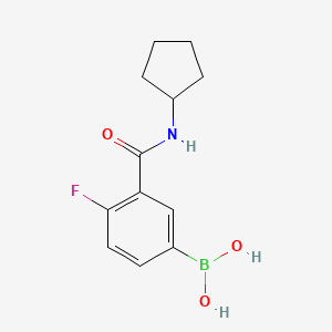 molecular formula C12H15BFNO3 B1431390 (3-(Cyclopentylcarbamoyl)-4-fluorophenyl)boronic acid CAS No. 1449132-66-4