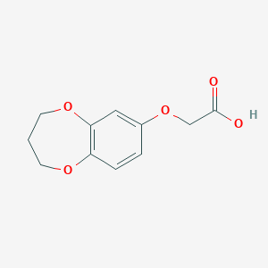 molecular formula C11H12O5 B1431395 2-(3,4-dihydro-2H-1,5-benzodioxepin-7-yloxy)acetic acid CAS No. 1785082-21-4