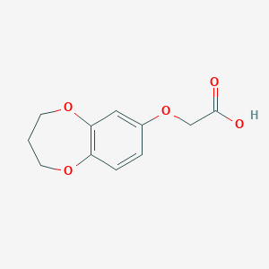 molecular formula C11H12O5 B1431395 (3,4-dihydro-2H-1,5-benzodioxepin-7-yloxy)acetic acid CAS No. 1785082-21-4