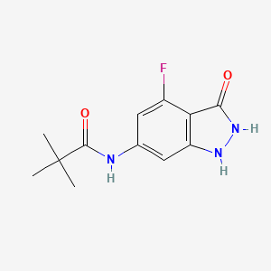 molecular formula C12H14FN3O2 B1431399 6-(N-Pivaloyl amino)-4-fluoro-3-hydroxy-[1H] indazole CAS No. 1227268-95-2