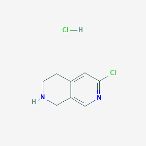 molecular formula C8H10Cl2N2 B1431413 6-Chloro-1,2,3,4-tetrahydro-2,7-naphthyridine hydrochloride CAS No. 1335053-26-3
