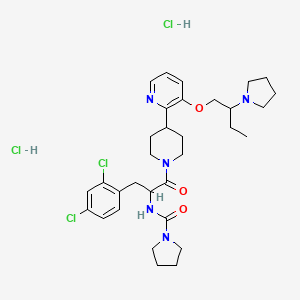 N-[3-(2,4-Dichlorophenyl)-1-oxo-1-[4-[3-(2-pyrrolidin-1-ylbutoxy)pyridin-2-yl]piperidin-1-yl]propan-2-yl]pyrrolidine-1-carboxamide;dihydrochloride