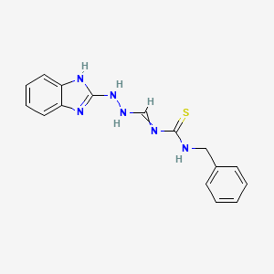 molecular formula C16H16N6S B14314412 N-{[2-(1H-Benzimidazol-2-yl)hydrazinyl]methylidene}-N'-benzylcarbamimidothioic acid CAS No. 113367-93-4