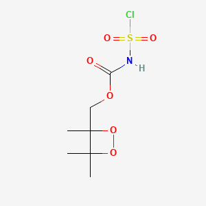 molecular formula C7H12ClNO6S B14314447 Carbamic acid, (chlorosulfonyl)-, (3,4,4-trimethyl-1,2-dioxetan-3-yl)methyl ester CAS No. 108536-12-5