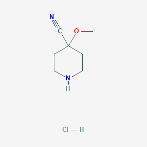 molecular formula C7H13ClN2O B1431446 4-Methoxy-piperidine-4-carbonitrile hydrochloride CAS No. 1082040-34-3