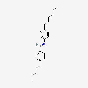 molecular formula C24H33N B14314484 Benzenamine, 4-hexyl-N-[(4-pentylphenyl)methylene]-, (E)- CAS No. 112774-56-8