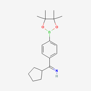 molecular formula C18H26BNO2 B1431452 Cyclopentyl(4-(4,4,5,5-tetramethyl-1,3,2-dioxaborolan-2-yl)phenyl)methanimine CAS No. 2096331-03-0