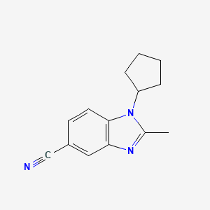 molecular formula C14H15N3 B1431454 1-Cyclopentyl-2-methyl-1,3-benzodiazole-5-carbonitrile CAS No. 1403483-73-7