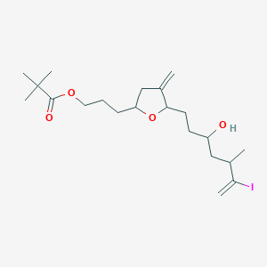 molecular formula C21H35IO4 B1431462 3-[(2S,5S)-5-[(3R,5R)-3-hydroxy-6-iodo-5-methylhept-6-enyl]-4-methylideneoxolan-2-yl]propyl 2,2-dimethylpropanoate CAS No. 157322-47-9