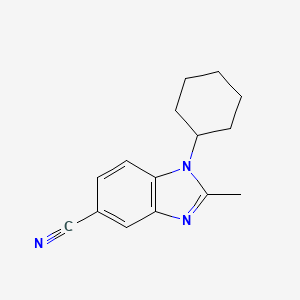 molecular formula C15H17N3 B1431487 1-Cyclohexyl-2-methyl-1,3-benzodiazole-5-carbonitrile CAS No. 1403483-86-2