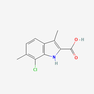 molecular formula C11H10ClNO2 B1431495 7-Chloro-3,6-dimethylindole-2-carboxylic acid CAS No. 1260385-14-5