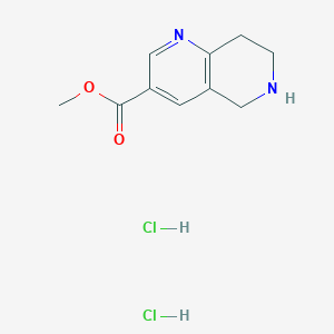 molecular formula C10H14Cl2N2O2 B1431500 5,6,7,8-Tetrahydro-[1,6]naphthyridine-3-carboxylic acid methyl ester dihydrochloride CAS No. 1263378-85-3