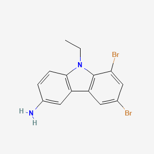 molecular formula C14H12Br2N2 B14315067 6,8-Dibromo-9-ethyl-9H-carbazol-3-amine CAS No. 105957-58-2