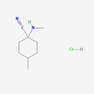 molecular formula C9H17ClN2 B1431508 4-Methyl-1-(methylamino)cyclohexane-1-carbonitrile hcl CAS No. 1420800-13-0