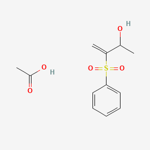 molecular formula C12H16O5S B14315147 Acetic acid;3-(benzenesulfonyl)but-3-en-2-ol CAS No. 110362-32-8