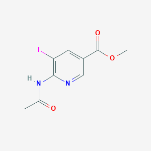 molecular formula C9H9IN2O3 B1431524 N-(3-iodo-5-methylcarboxylate-2-pyridinyl)acetamide CAS No. 1352397-40-0