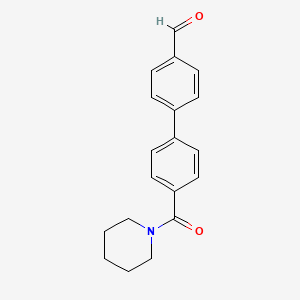 molecular formula C19H19NO2 B1431570 4-[4-(Piperidinocarbonyl)phenyl]benzaldehyde CAS No. 1393442-40-4
