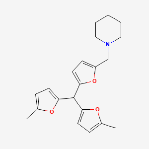 molecular formula C21H25NO3 B14316095 1-({5-[Bis(5-methylfuran-2-yl)methyl]furan-2-yl}methyl)piperidine CAS No. 112291-14-2